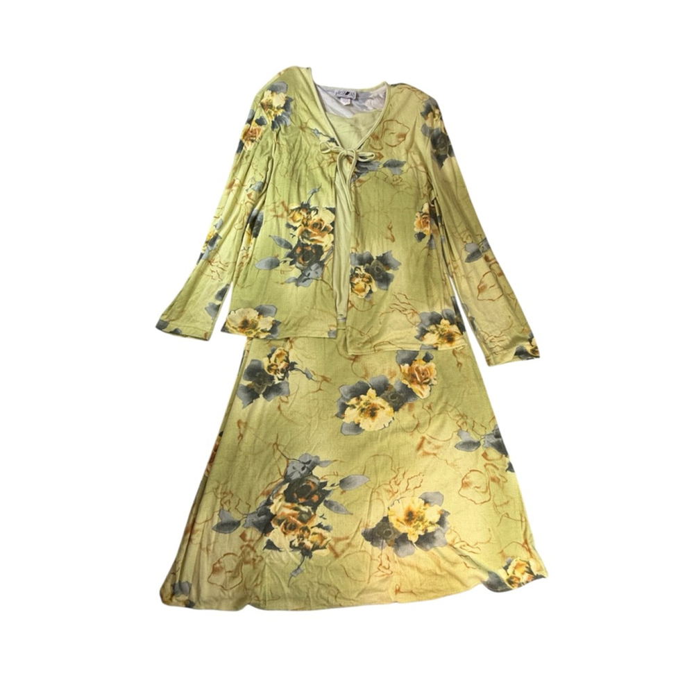 MSX Casuals Green Floral Skirt Three Piece Set XL - Picture 2 of 15
